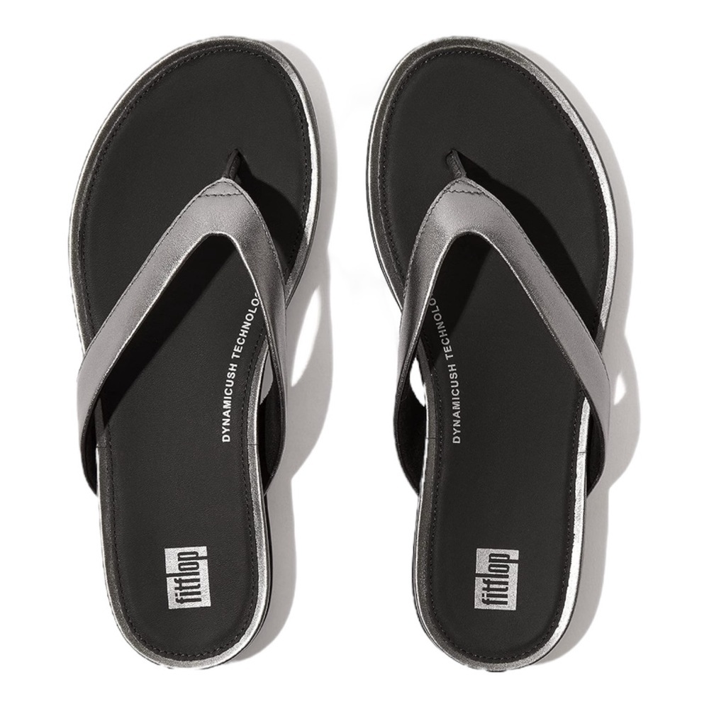Fitflop Metallic Silver and Black Sandals
